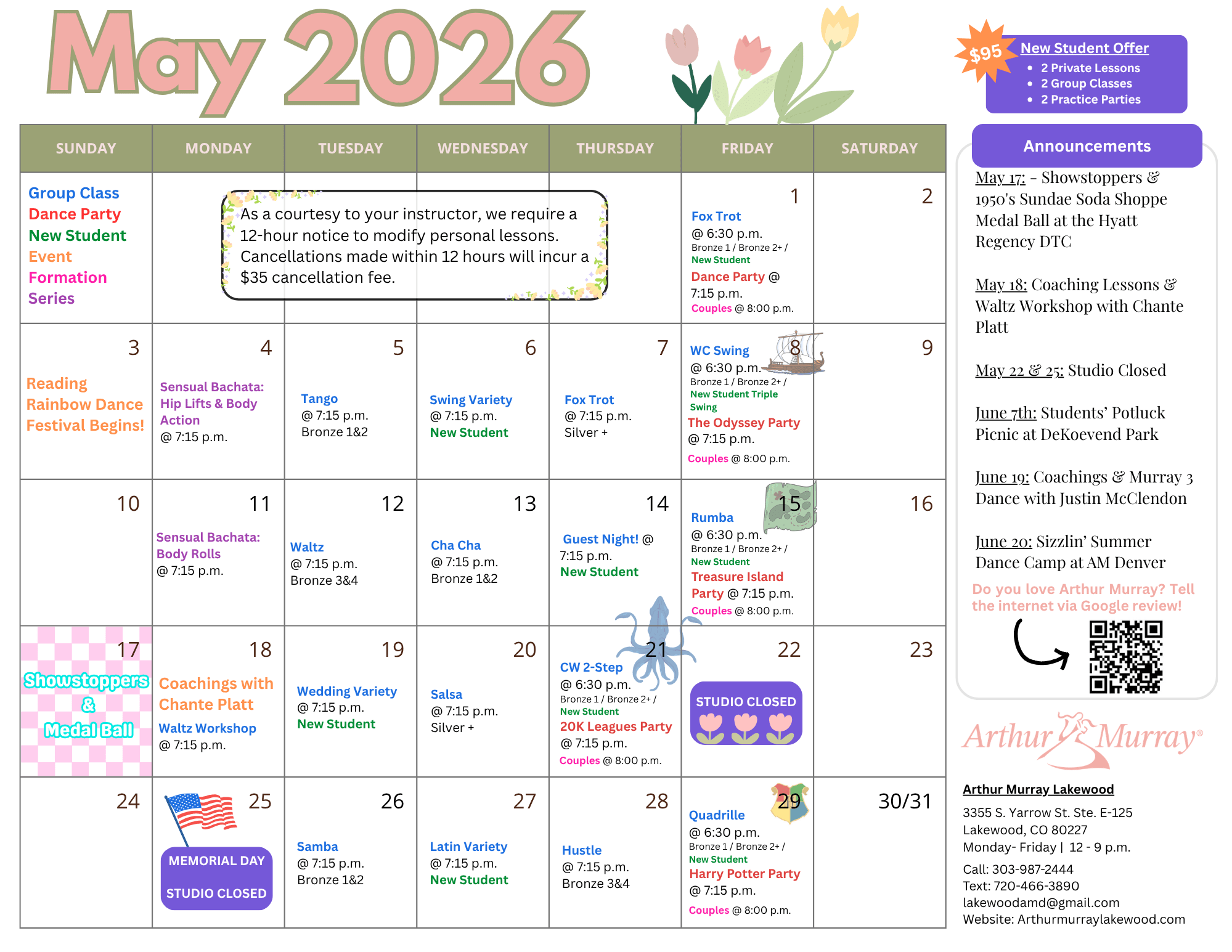All Levels May Calendar
