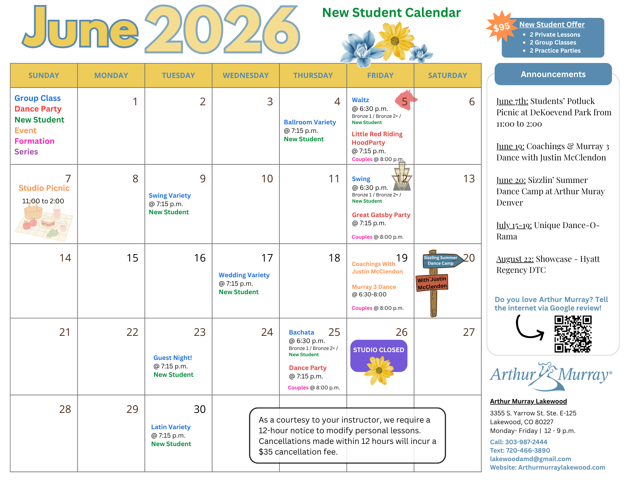 New Student June Calendar
