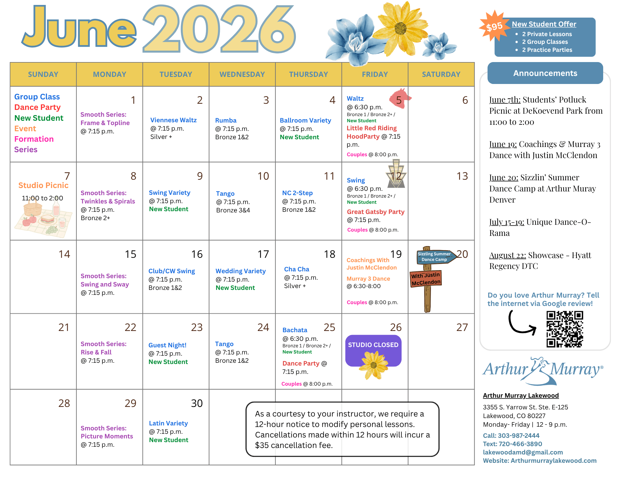 All Levels June Calendar